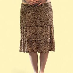 Max studio brown and cream paisley fairycore womens skirt size small